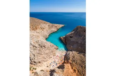 a body of water between two rocks at Villa Konstantina in Exopoli