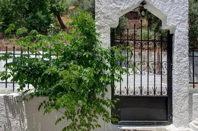 a gate with a plant in front of it at Traditional Cretan Country House (9klm from Elafonissi) in Plokamianá