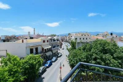 a view of a city street with cars parked at Diamond Luxury Suites in Chania Town
