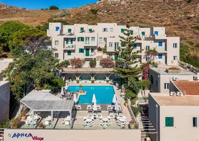 an aerial view of an apartment building with a swimming pool at Aphea Village in Kolymvari