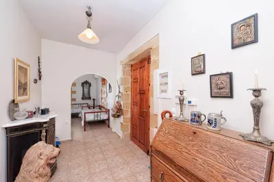 a kitchen with a wooden counter top in a room at Villa Leonton with a private pool in Kissamos