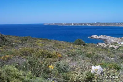 a view of the ocean from the top of a hill at Comfortable House near Chania in Kalathas