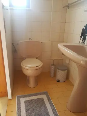 a bathroom with a toilet and a sink at Piccolo Paradiso Apartments in Kato Daratso