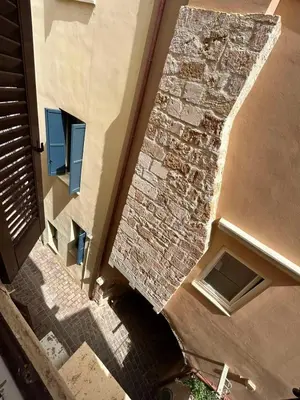an overhead view of a brick building with a window at Sofias Home in Chania Town