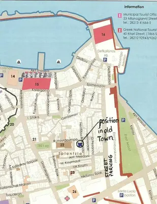a map of the city of positano and its vicinity at Casa Minaretto in Chania Town