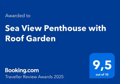 a screenshot of the sea view partnership with root garden at Sea View Penthouse with Roof Garden in Chania Town