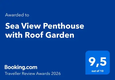 a sign that says sea view perth house with roof garden at Sea View Penthouse with Roof Garden in Chania Town