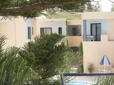 a view from the balcony of a house at Akasti Hotel in Kalamaki Chanion