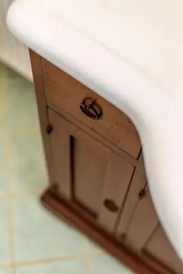 a close up of a bathroom sink at Villa Helen 200m from the beach in Tersanas BY APOKORONAS-VILLAS in Tersanas