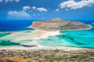 an aerial view of an island in the ocean at Nikis Apartment in Chania Town