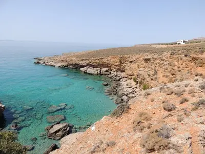 a view of the ocean from a cliff at Studios Fokies in Khóra Sfakíon