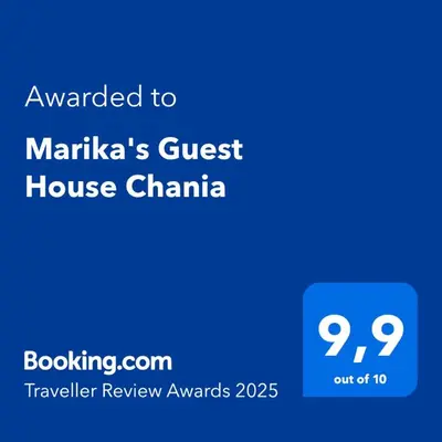 a screenshot of a phone with the text awarded to maricas guest house channel at Marika's Guest House Chania in Chania Town
