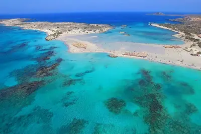 an aerial view of a beach and the ocean at Tranquility House in Livadia