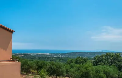 a view of the ocean from a house at MaGea-Thalassa,Top floor Cretan studio with views in Tavronitis