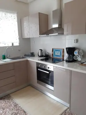a kitchen with a stove and a sink at Sunday Apartment Chania 2A in Chania Town