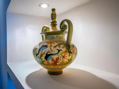 a vase sitting on a table in a room at Casteli Stone Residence in Kissamos