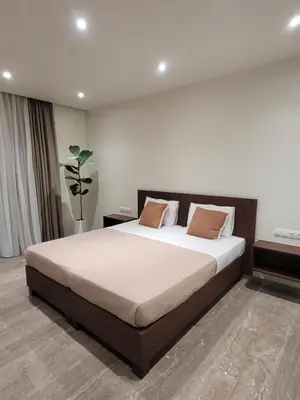 a bedroom with a large bed in a room at Vasiliki Apartments in Plataniás