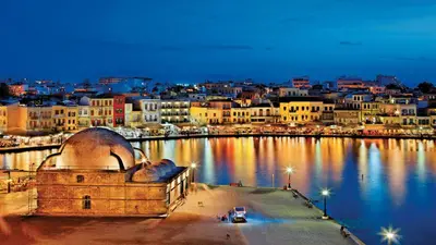 a view of a river with a city in the background at Sweet Home Lena Feel like home in Chania Town