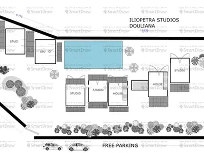 a site plan of the forthcoming luter studios coliseum at Group Accomodation, Heliopetra Studios And Houses in Douliana