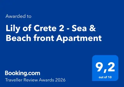 a blue sign with the text library of coffee sea and beach front appointment at Lily of Crete 2 - Sea & Beach front Apartment in Kato Galatas
