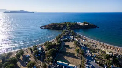 an aerial view of a beach in the ocean at Xenios Dias Luxury Apartments With Sea View in Kato Daratso