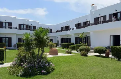 a view of the courtyard of a resort at Geraniotis Hotel and Resort in Plataniás