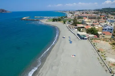 an aerial view of a beach in a resort at 