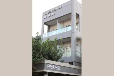 an external view of the entrance to a building at Oneiro Suites in Souda