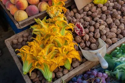 a display of nuts and other fruits and vegetables at Sea & Town Getaway in Chania Town