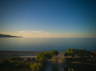 a view of the ocean from the top of a building at Odos Oneiron Tavronitis Bay in Tavronitis