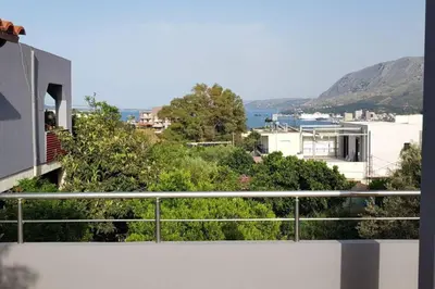 a view from the balcony of a house at Blue and green in Chania Town