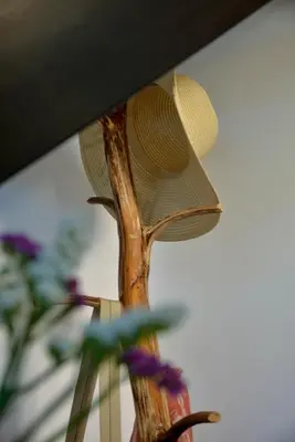 a table with a hat on top of a plant at VAMA APARTMENT in Plataniás