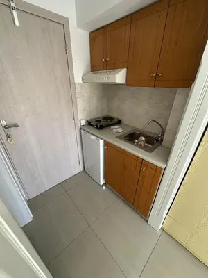 a small kitchen with a sink and a stove at Filoxenia Studios 1 in Palaiochóra