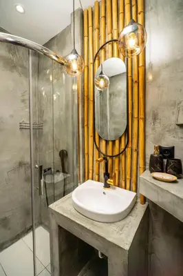 a bathroom with a sink and a mirror at welcome Dream home in Chania Town
