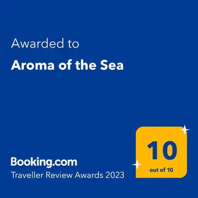 a yellow sign with the text advanced to aroma of the sea at Aroma of the Sea in Kissamos