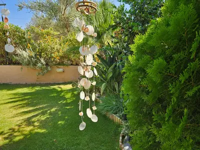 a bunch of white flowers hanging from a bush at Belle Verte Villa Maleme in Maleme