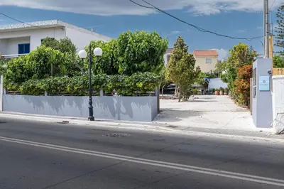 a street with a street light on the side of a road at ''Meraviglia casa'' Irida apartment in Chania Town
