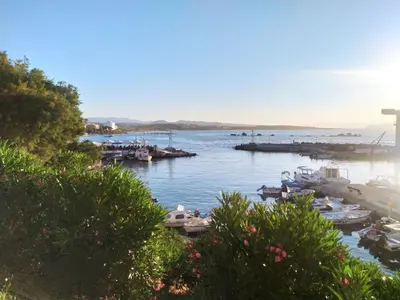 a group of boats docked in a harbor at Sea Side View Home steps from the beach & city in Chania Town