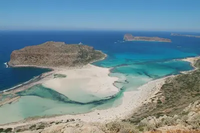 an aerial view of a beach in the ocean at Kissamos Nice Apartment2 in Kissamos