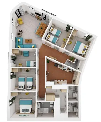 a rendering of a floor plan at Strat's City Loft in Chania Town