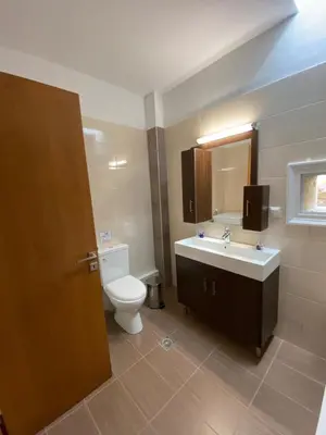 a bathroom with a toilet and a sink and a mirror at Koundouros Home in AmigdhalokeFálion