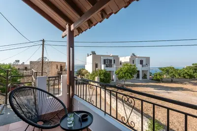 a view from the balcony of a house at ApteraMare Tradidtional house 'New listing' in Chania Town