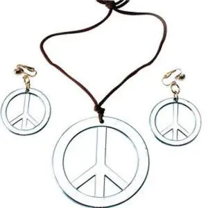a pair of hoop earrings with a peace sign at Hippie City Hostel in Chania Town
