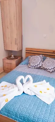 two swans making a heart on a bed at Shiny Luxe :) in Kissamos