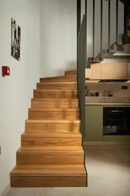 a staircase in a house with wooden steps at Ontas IK18 in Chania Town