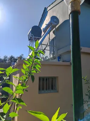 a street light next to a building at Anatolika Stamatis Paradise in Dhémbla