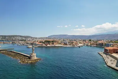 a large body of water with a harbor with boats at Pasifai Residence - Chania old town in Chania Town