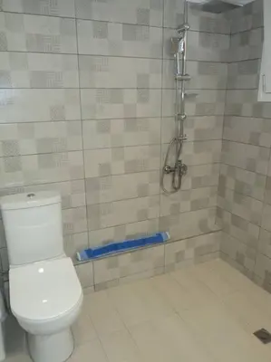 a bathroom with a toilet and a shower at The Getaway in Agia Marina Nea Kydonias