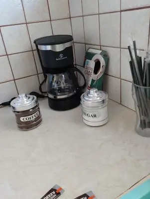 a coffee maker sitting on top of a counter at EMMY APARTMENT in Chania Town