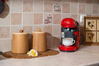 a kitchen counter with a coffee maker and two cups at Falasarna's Sunset Home in Falasarna